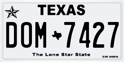 TX license plate DOM7427