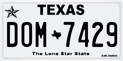 TX license plate DOM7429