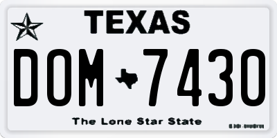 TX license plate DOM7430