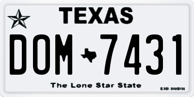 TX license plate DOM7431