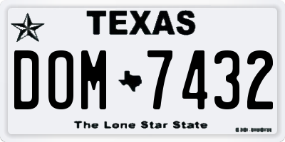 TX license plate DOM7432
