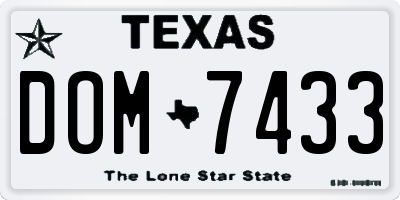 TX license plate DOM7433