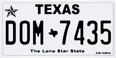 TX license plate DOM7435