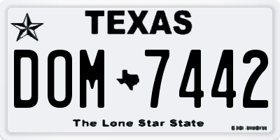 TX license plate DOM7442