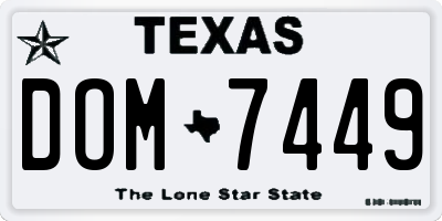 TX license plate DOM7449