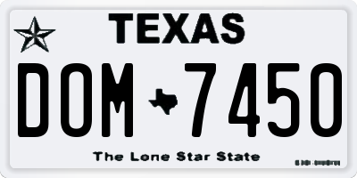 TX license plate DOM7450