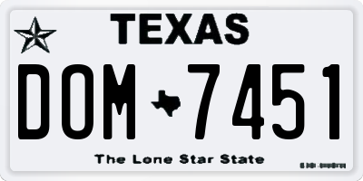 TX license plate DOM7451