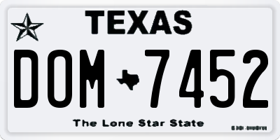 TX license plate DOM7452