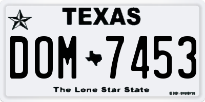 TX license plate DOM7453