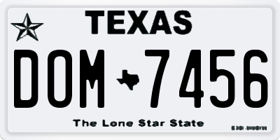 TX license plate DOM7456