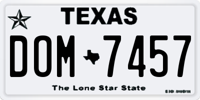 TX license plate DOM7457
