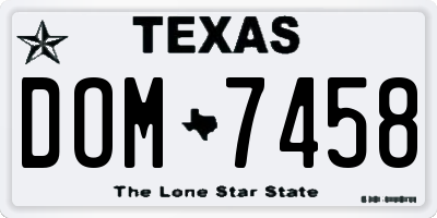 TX license plate DOM7458