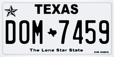 TX license plate DOM7459