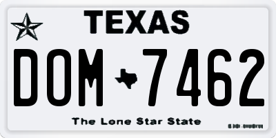 TX license plate DOM7462