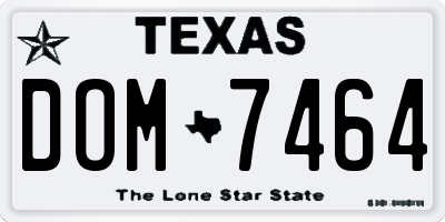 TX license plate DOM7464