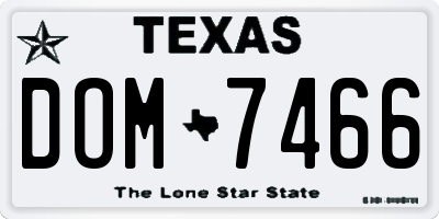 TX license plate DOM7466