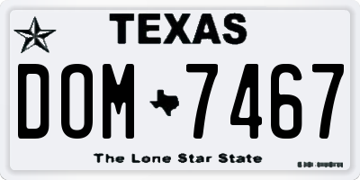 TX license plate DOM7467