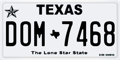 TX license plate DOM7468