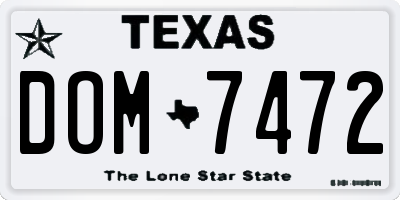 TX license plate DOM7472