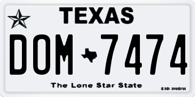 TX license plate DOM7474