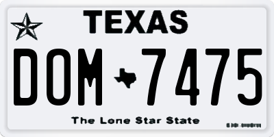 TX license plate DOM7475