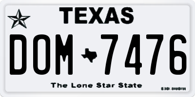TX license plate DOM7476