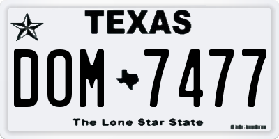 TX license plate DOM7477