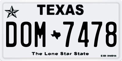 TX license plate DOM7478