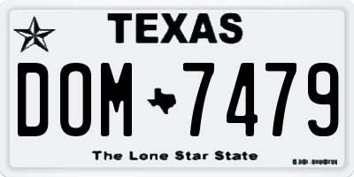 TX license plate DOM7479