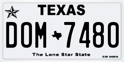 TX license plate DOM7480