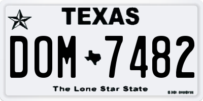 TX license plate DOM7482