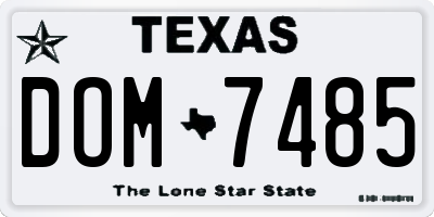 TX license plate DOM7485