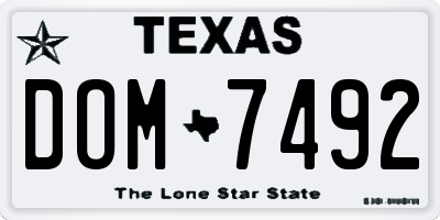 TX license plate DOM7492