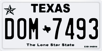 TX license plate DOM7493