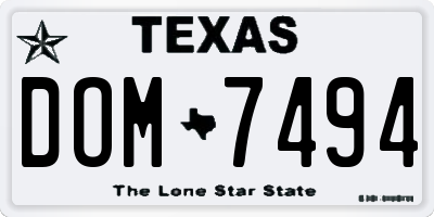 TX license plate DOM7494