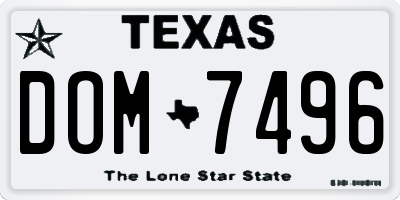 TX license plate DOM7496