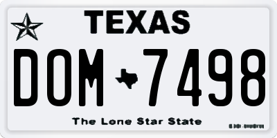 TX license plate DOM7498