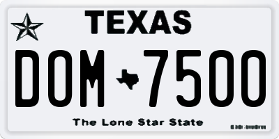 TX license plate DOM7500