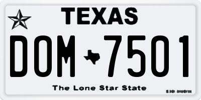 TX license plate DOM7501