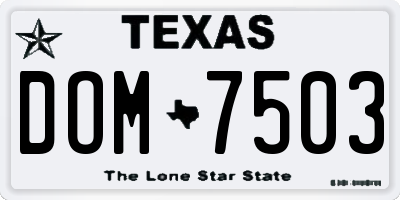 TX license plate DOM7503