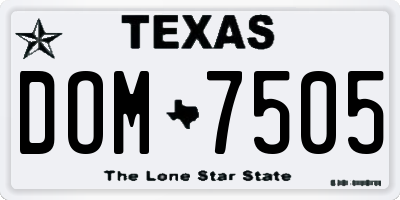 TX license plate DOM7505