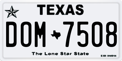 TX license plate DOM7508