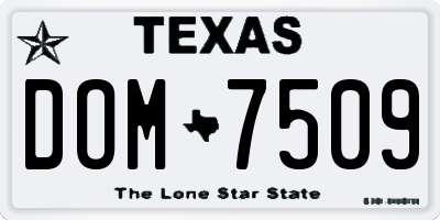 TX license plate DOM7509