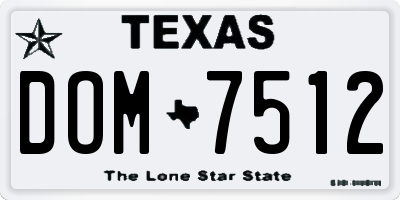 TX license plate DOM7512