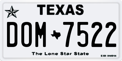 TX license plate DOM7522