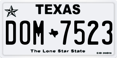 TX license plate DOM7523