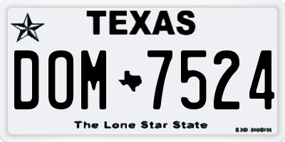 TX license plate DOM7524