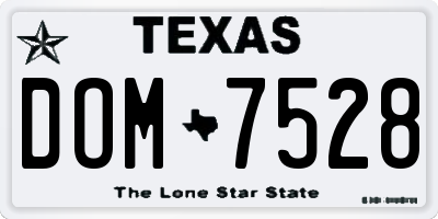 TX license plate DOM7528