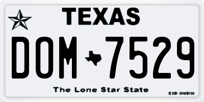 TX license plate DOM7529