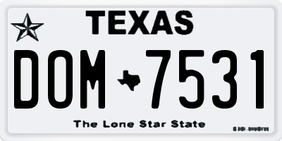TX license plate DOM7531